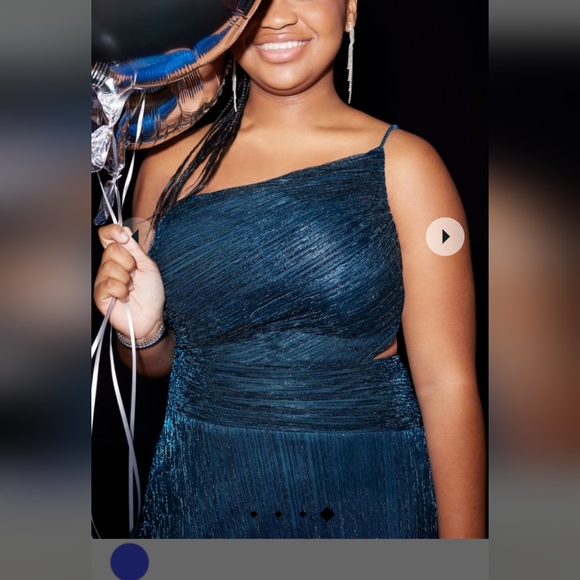 Davids bridal Sapphire Blue dress. Size 18 one shoulder - Picture 3 of 5